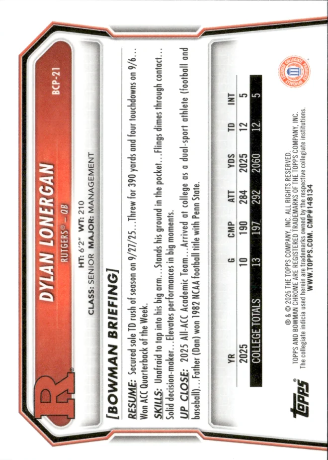 Dylan Lonergan card back