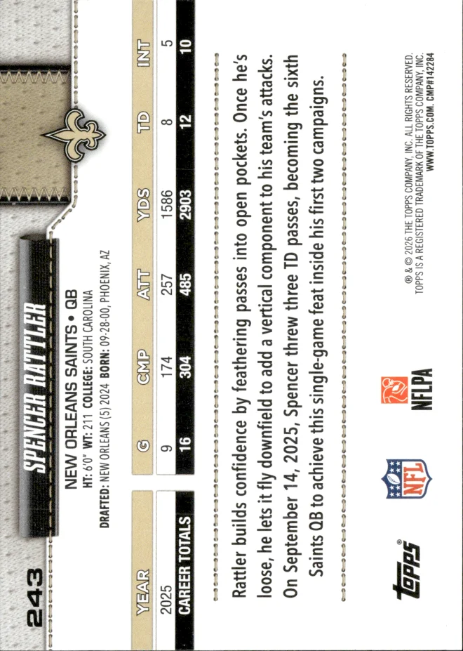 Spencer Rattler card back