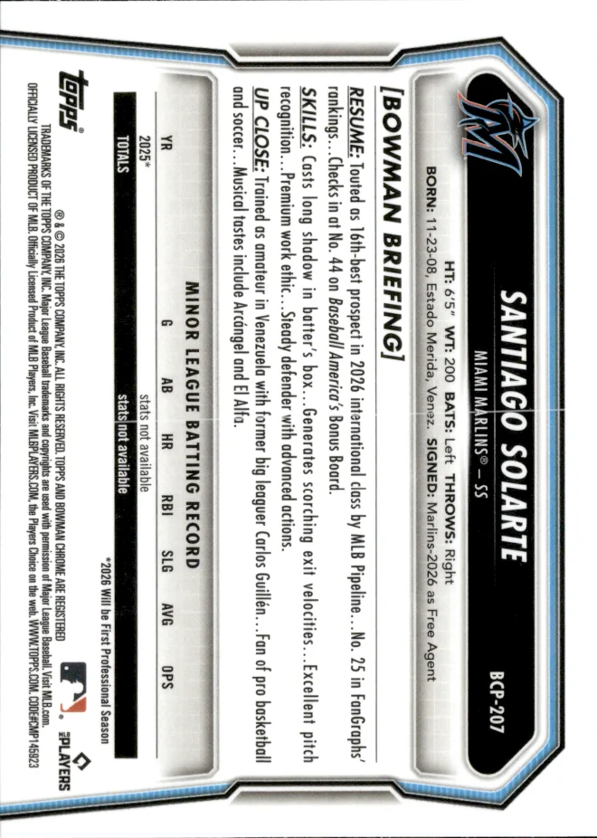 Santiago Solarte card back