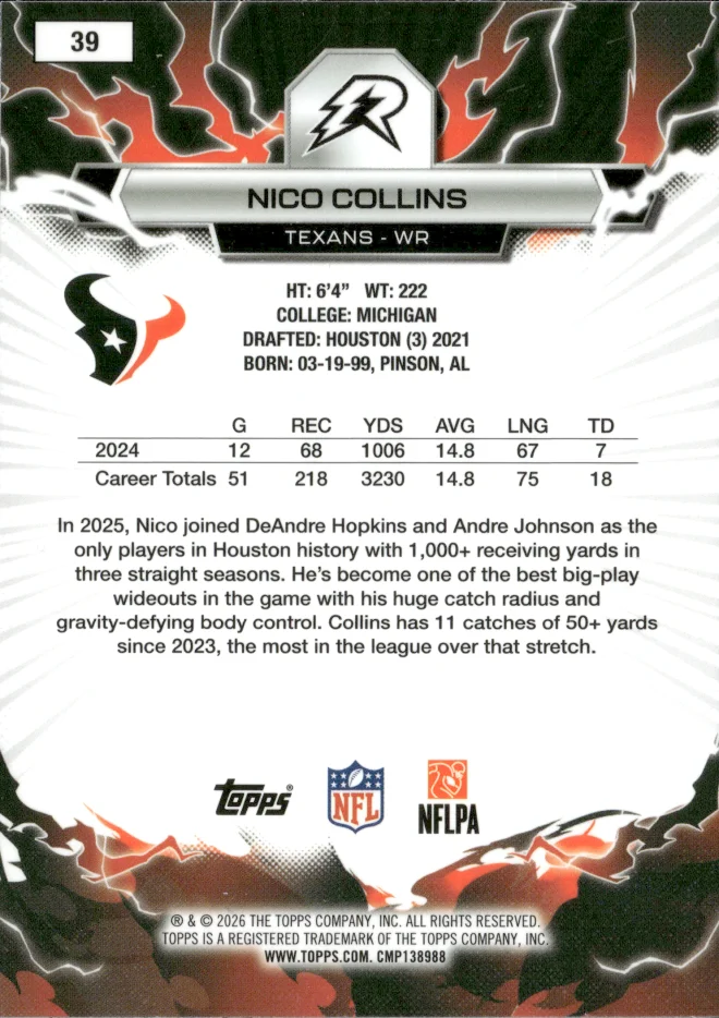 Nico Collins card back