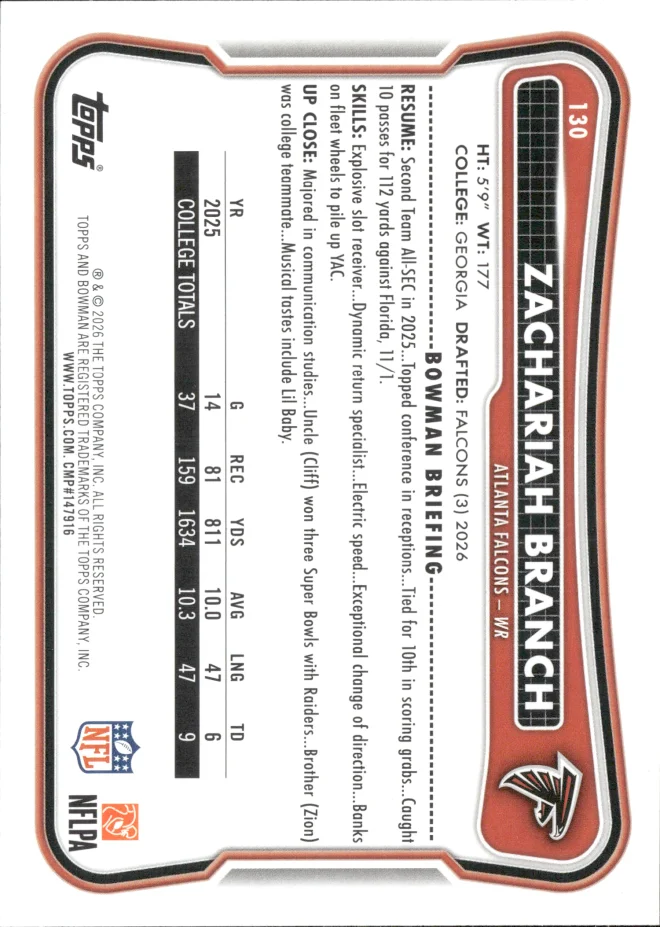 Zachariah Branch card back