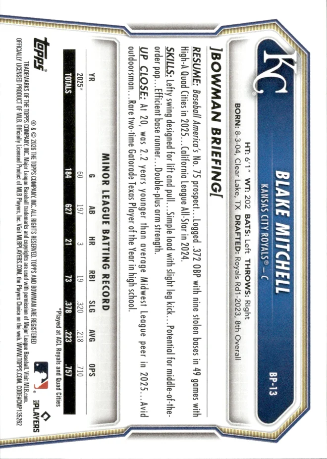 Blake Mitchell card back