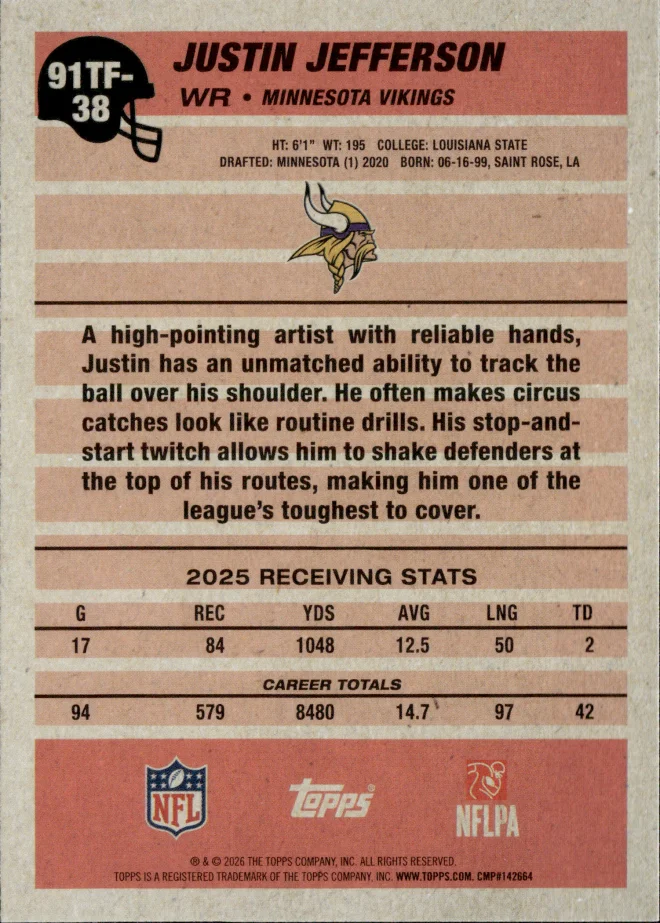 Justin Jefferson card back