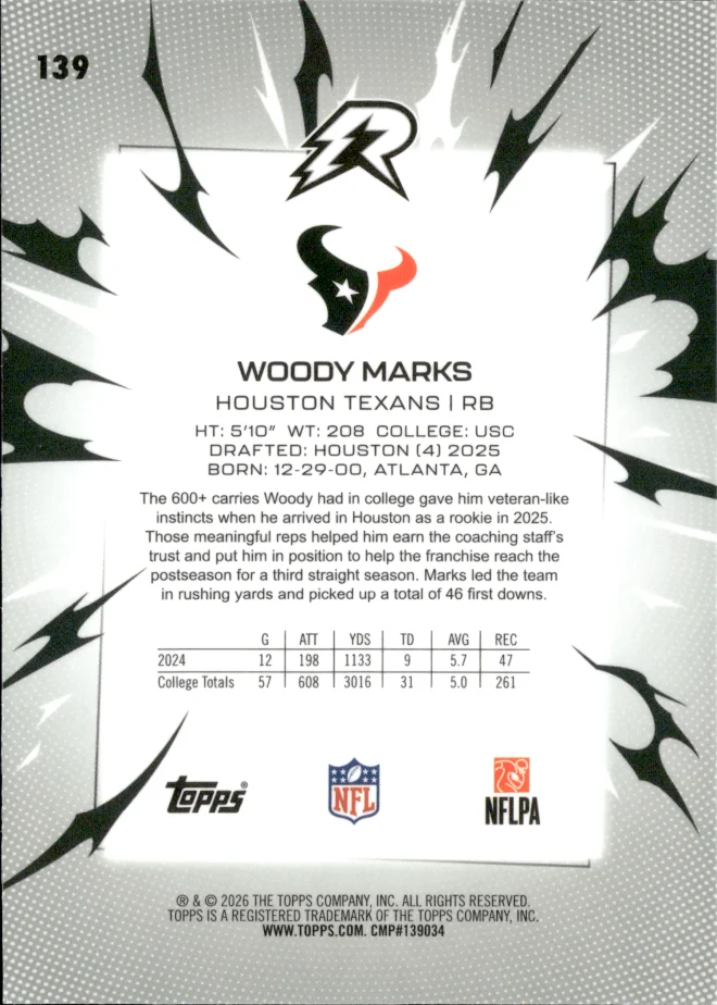 Woody Marks card back