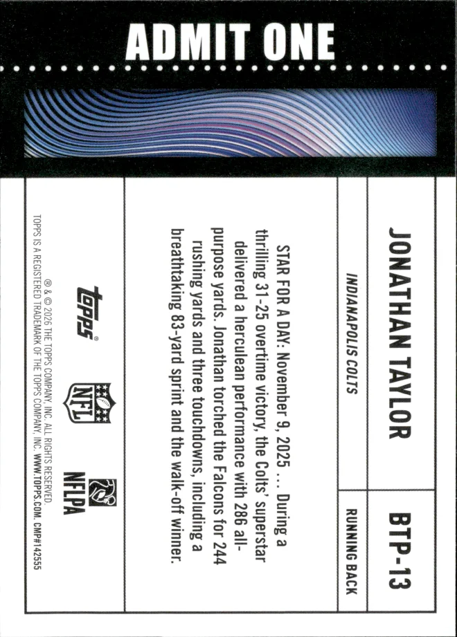Jonathan Taylor card back