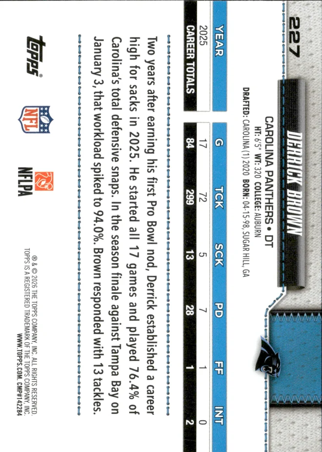 Derrick Brown card back