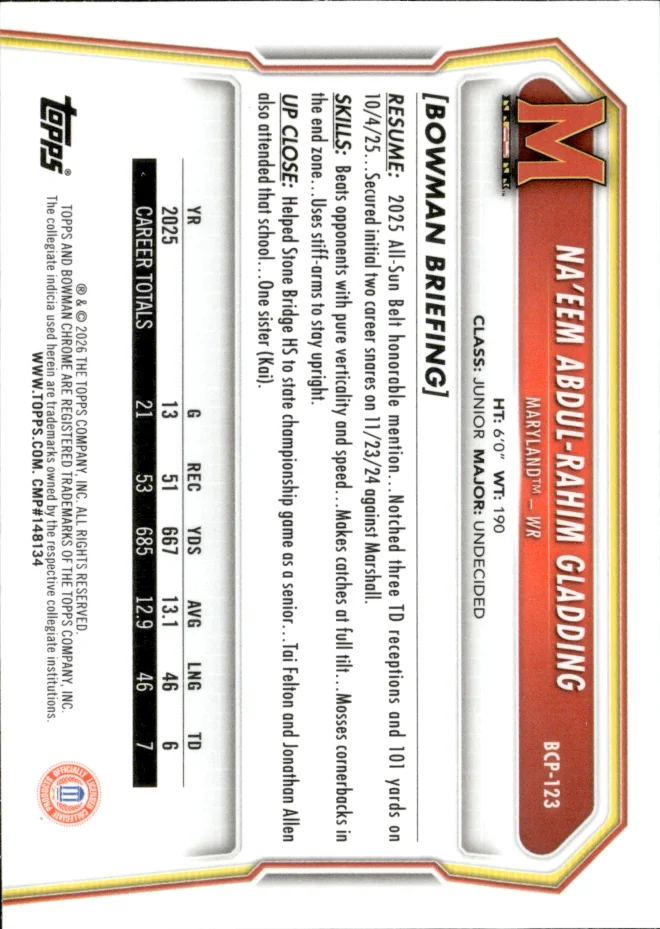 Na'eem Abdul-Rahim Gladding card back