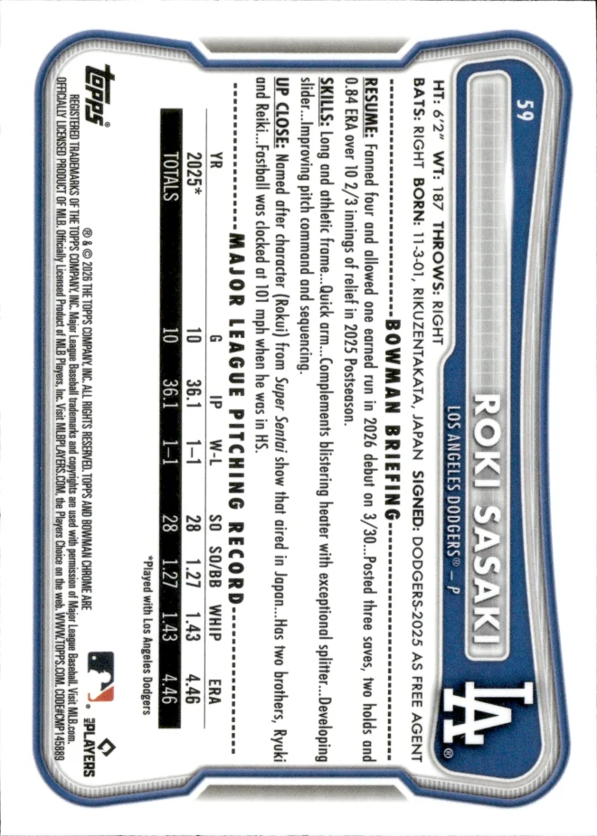 Roki Sasaki card back
