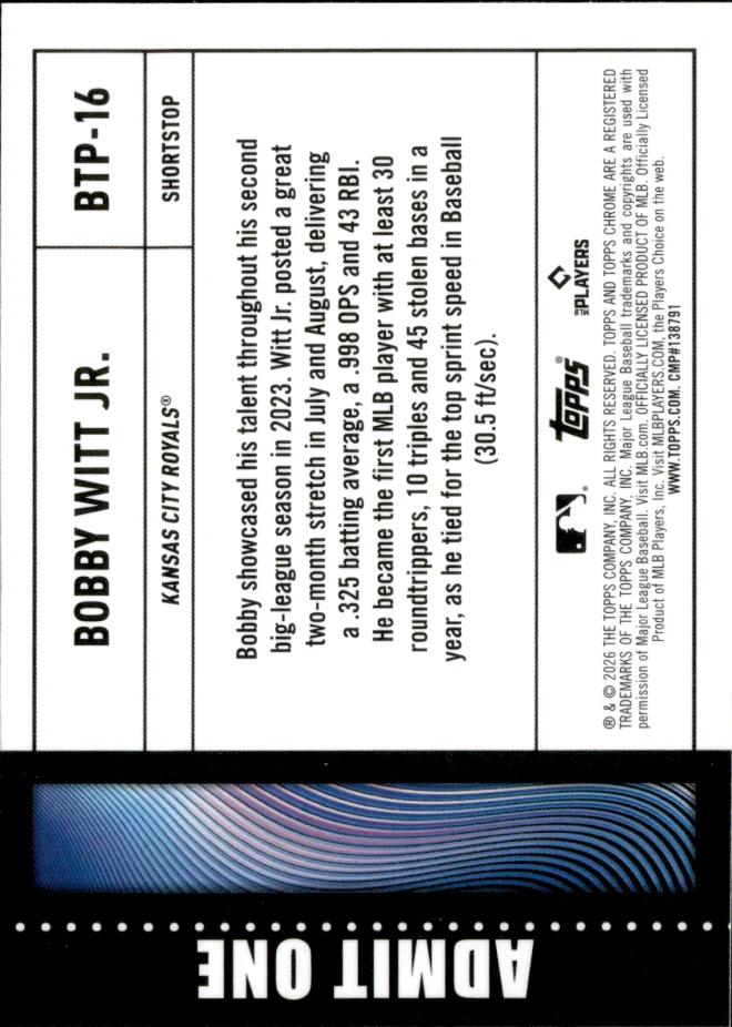 Bobby Witt Jr. card back