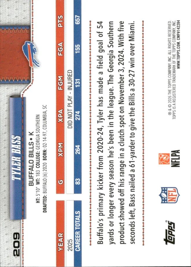 Tyler Bass card back