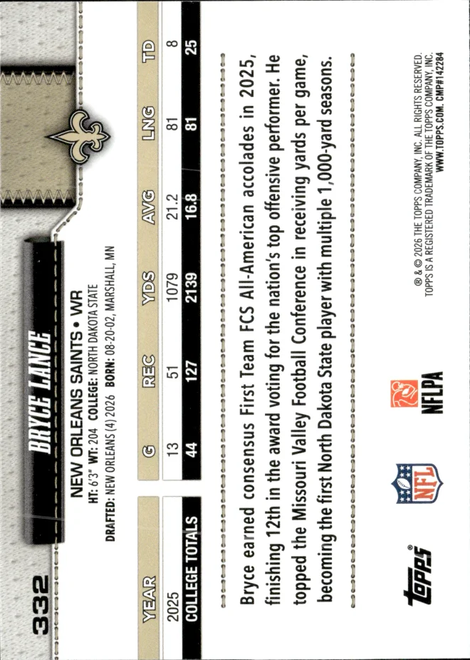 Bryce Lance card back
