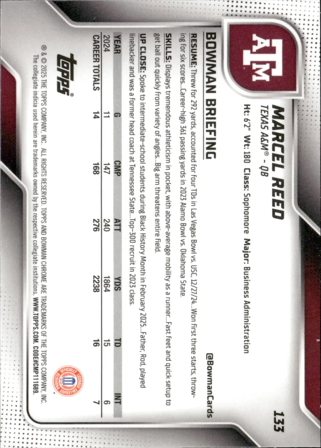 Marcel Reed card back
