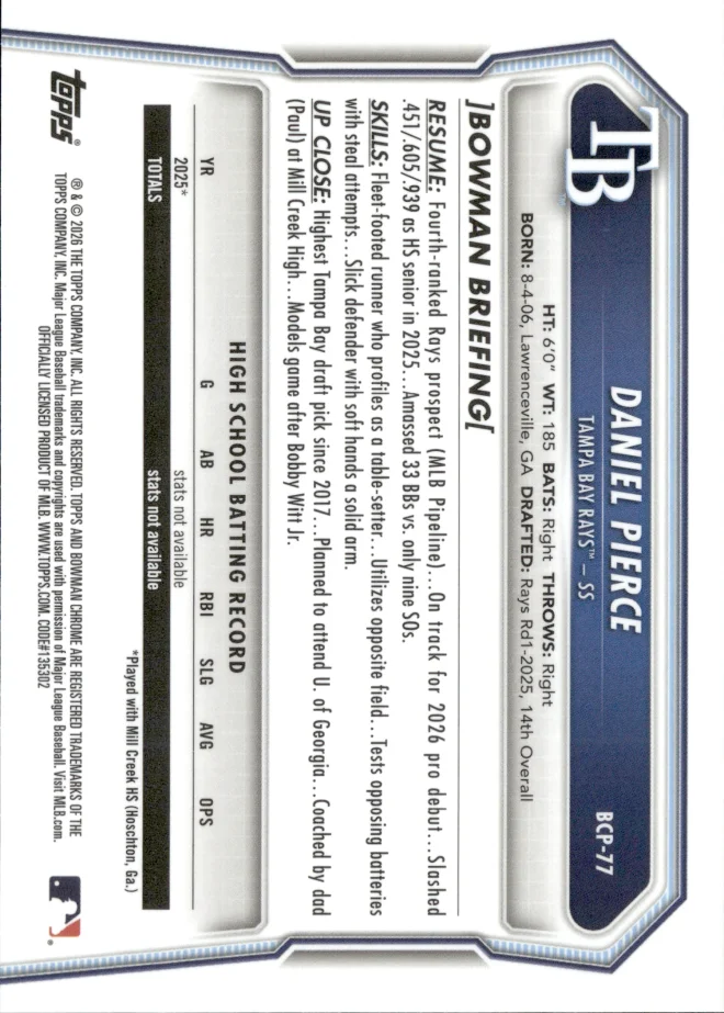 Daniel Pierce card back