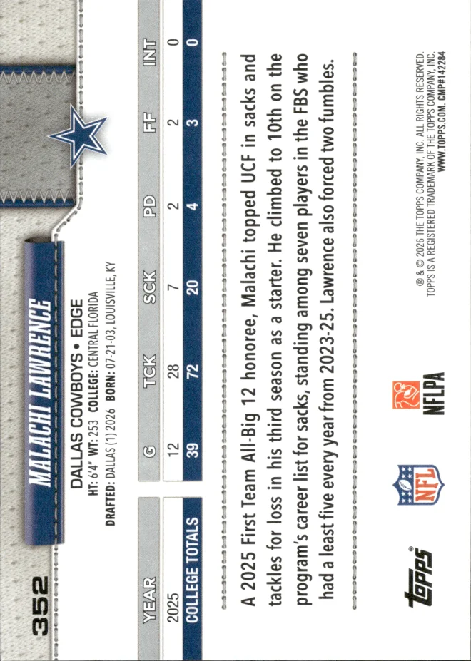Malachi Lawrence card back