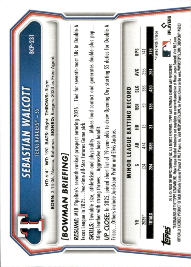 Sebastian Walcott card back