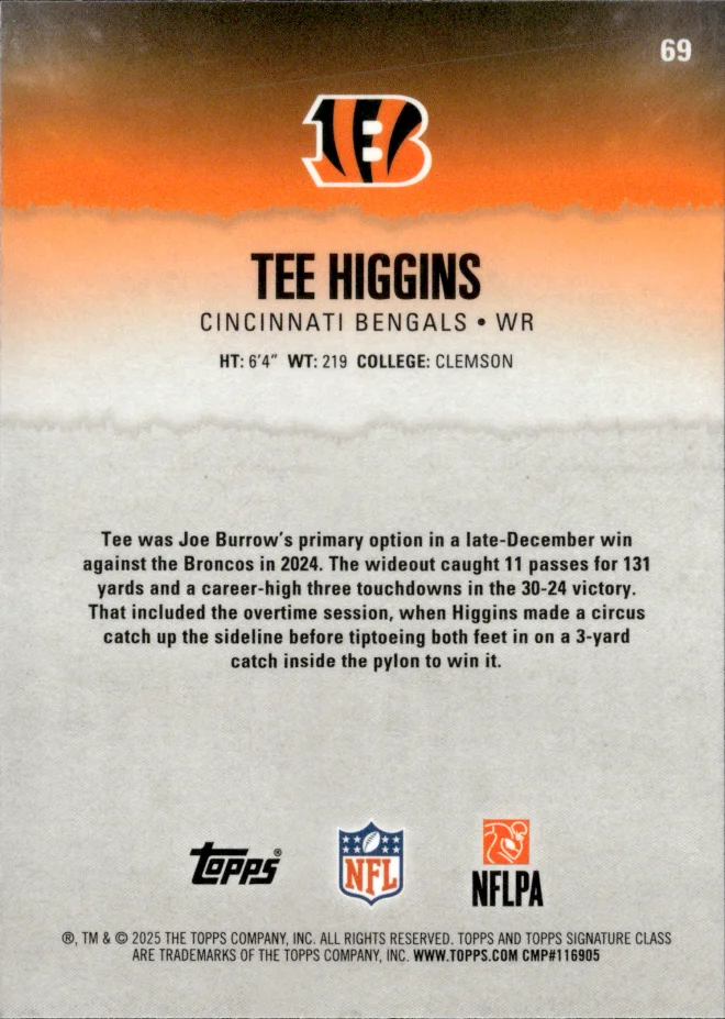 Tee Higgins card back