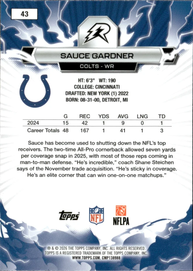 Sauce Gardner card back