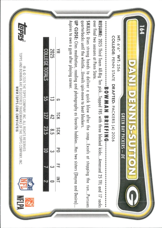 Dani Dennis-Sutton card back
