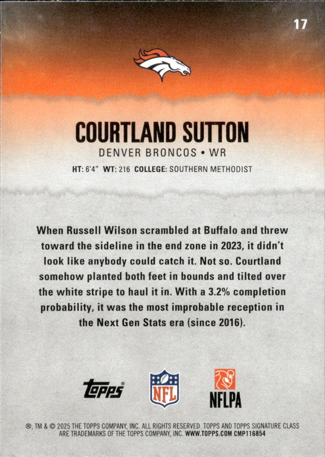Courtland Sutton card back