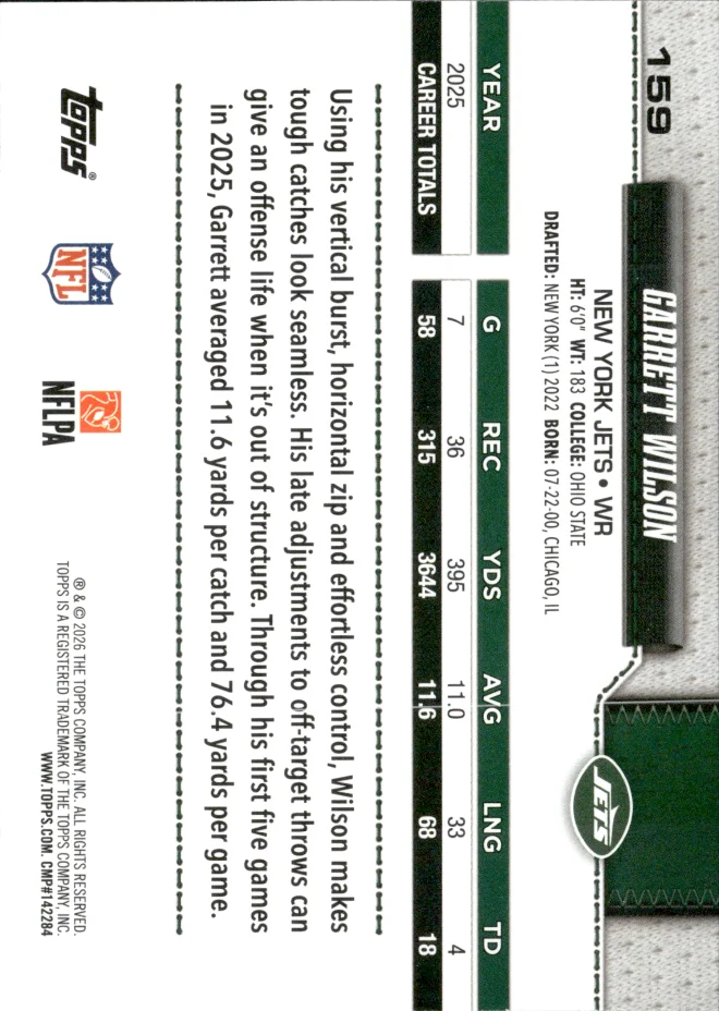 Garrett Wilson card back