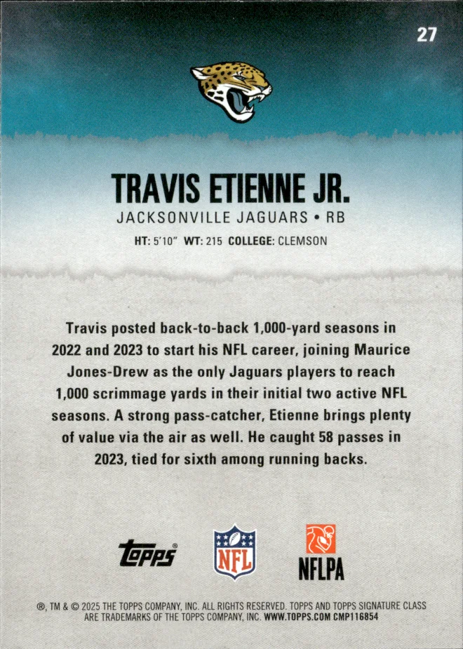 Travis Etienne Jr. card back