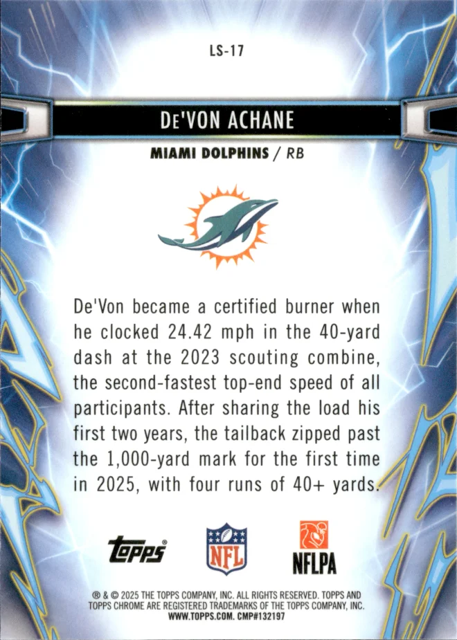 De'Von Achane card back