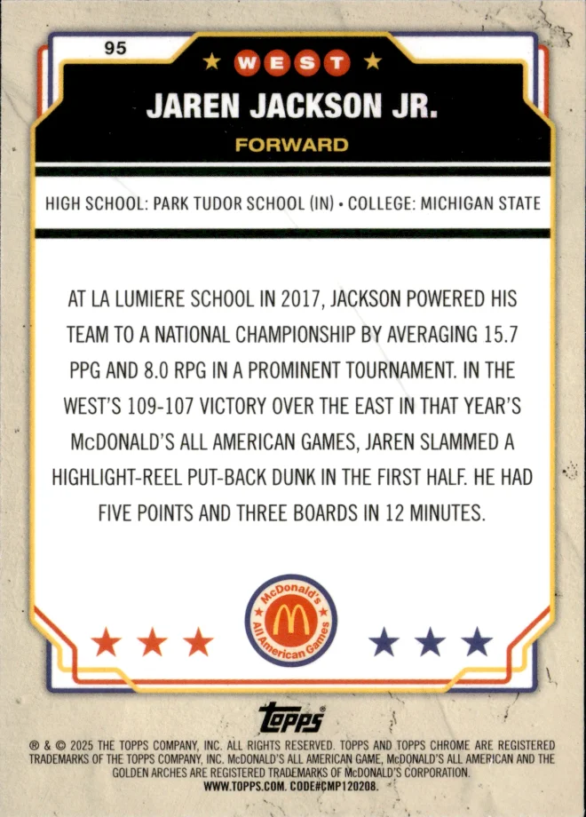 Jaren Jackson Jr. card back