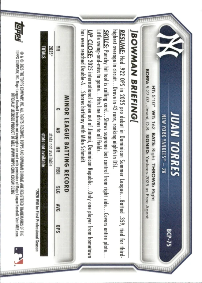Juan Torres card back