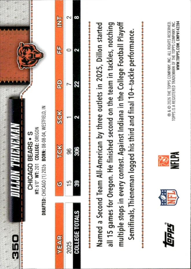 Dillon Thieneman card back