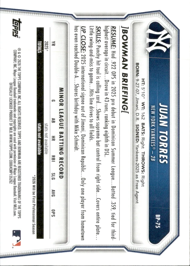 Juan Torres card back