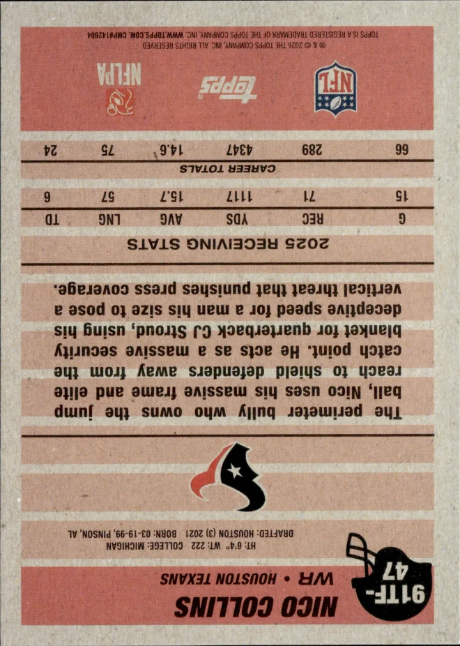Nico Collins card back