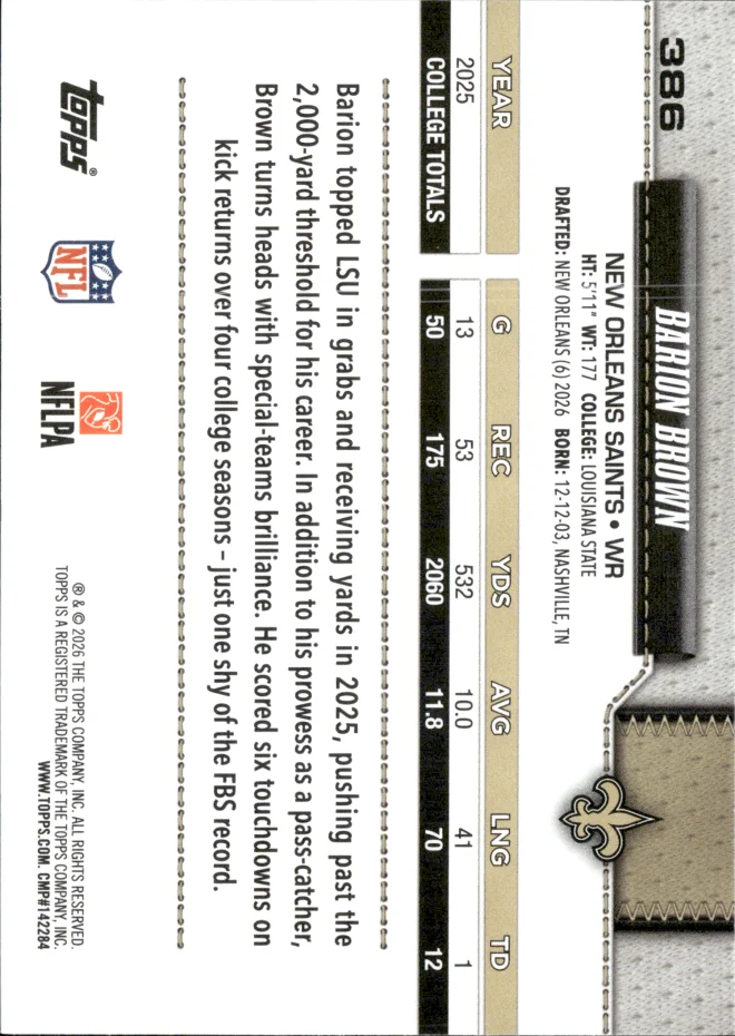 Barion Brown card back