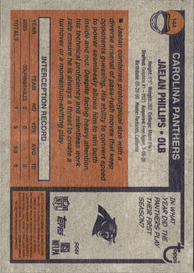 Jaelan Phillips card back