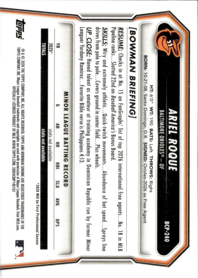 Ariel Roque card back
