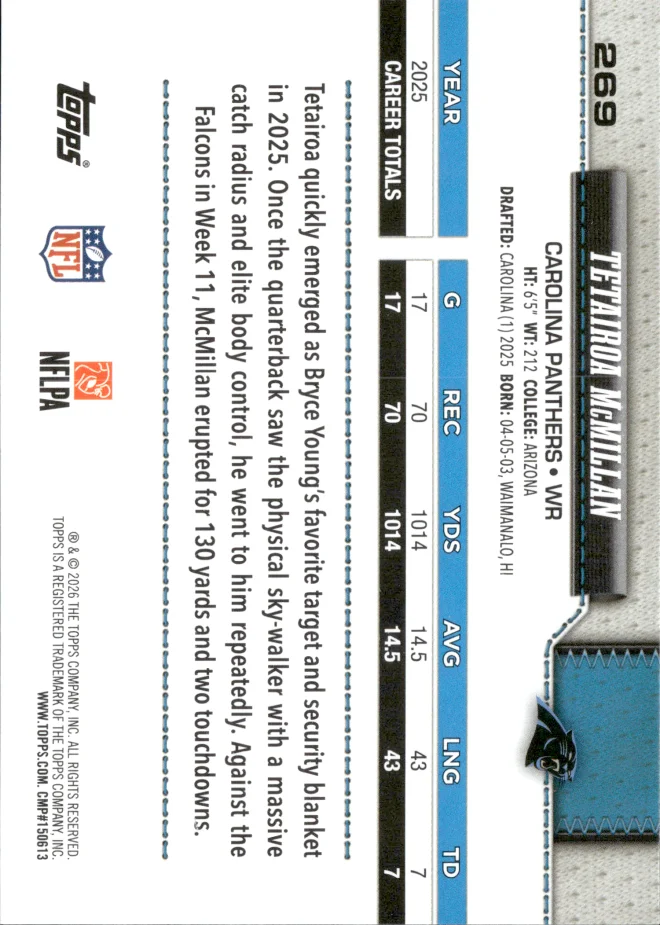 Tetairoa McMillan card back