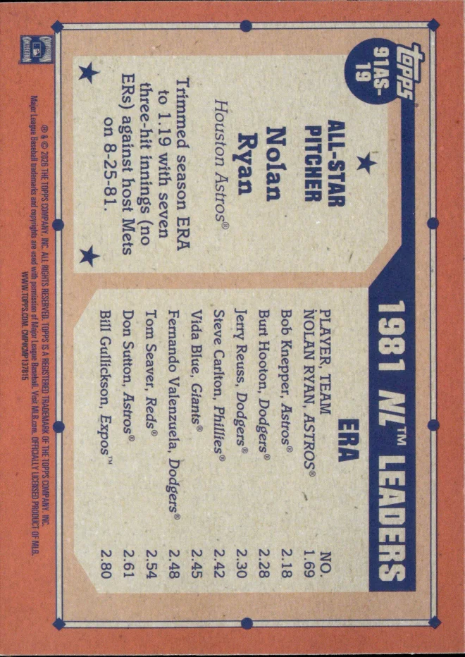 Nolan Ryan card back