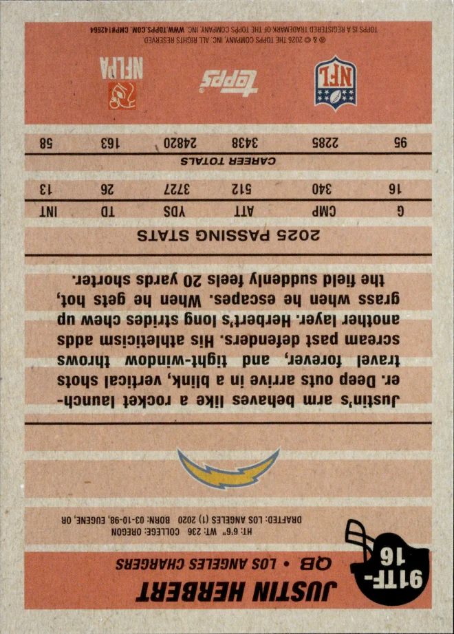 Justin Herbert card back