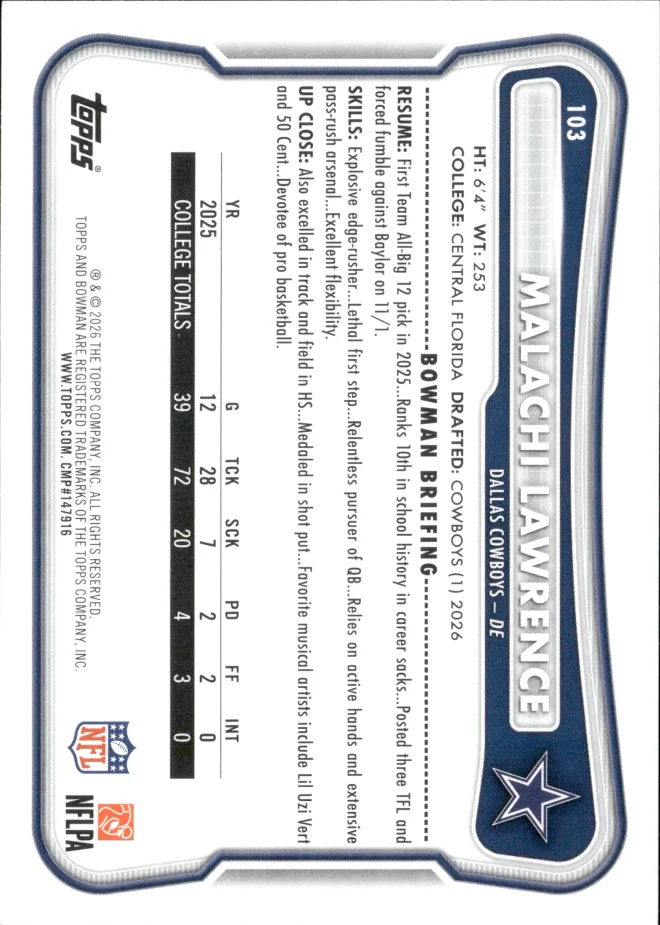 Malachi Lawrence card back
