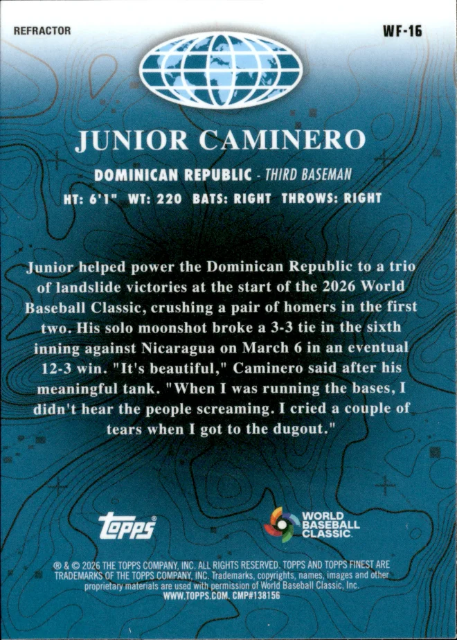 Junior Caminero card back
