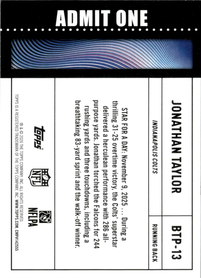 Jonathan Taylor card back