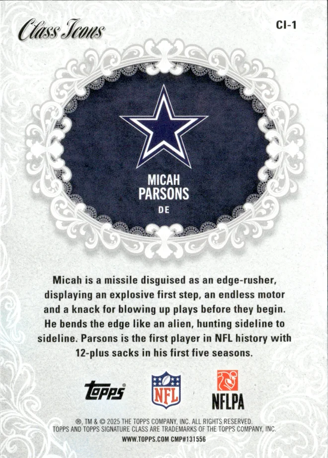 Micah Parsons card back