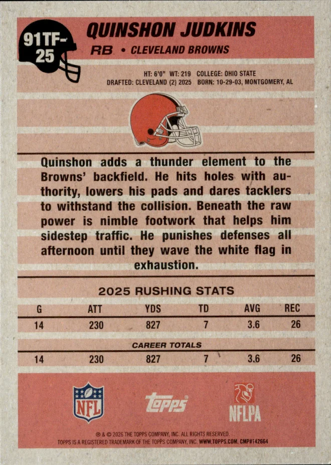 Quinshon Judkins card back