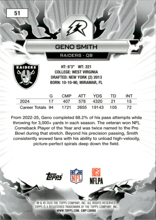 Geno Smith card back