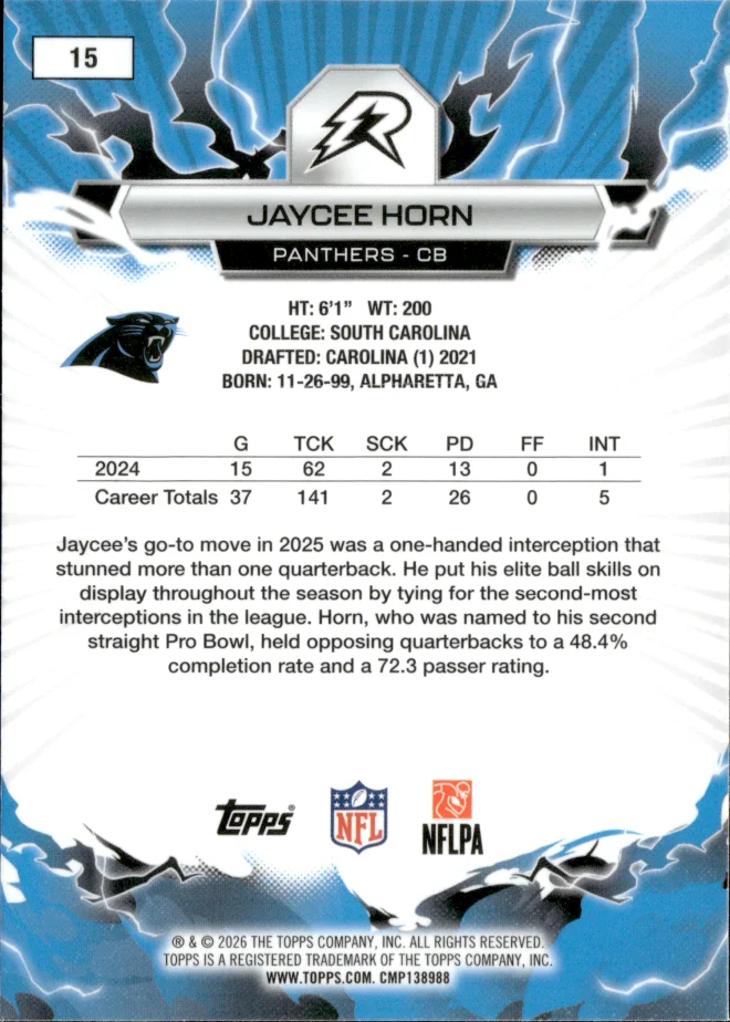 Jaycee Horn card back