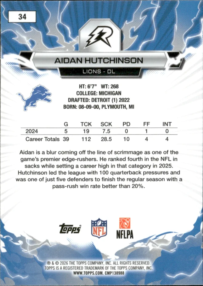 Aidan Hutchinson card back