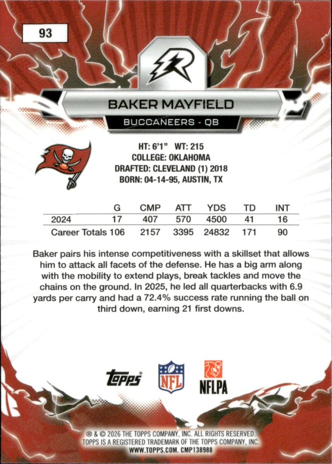 Baker Mayfield card back