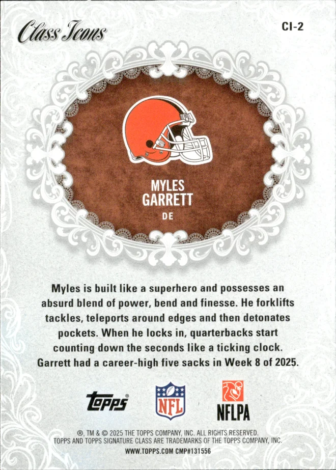 Myles Garrett card back