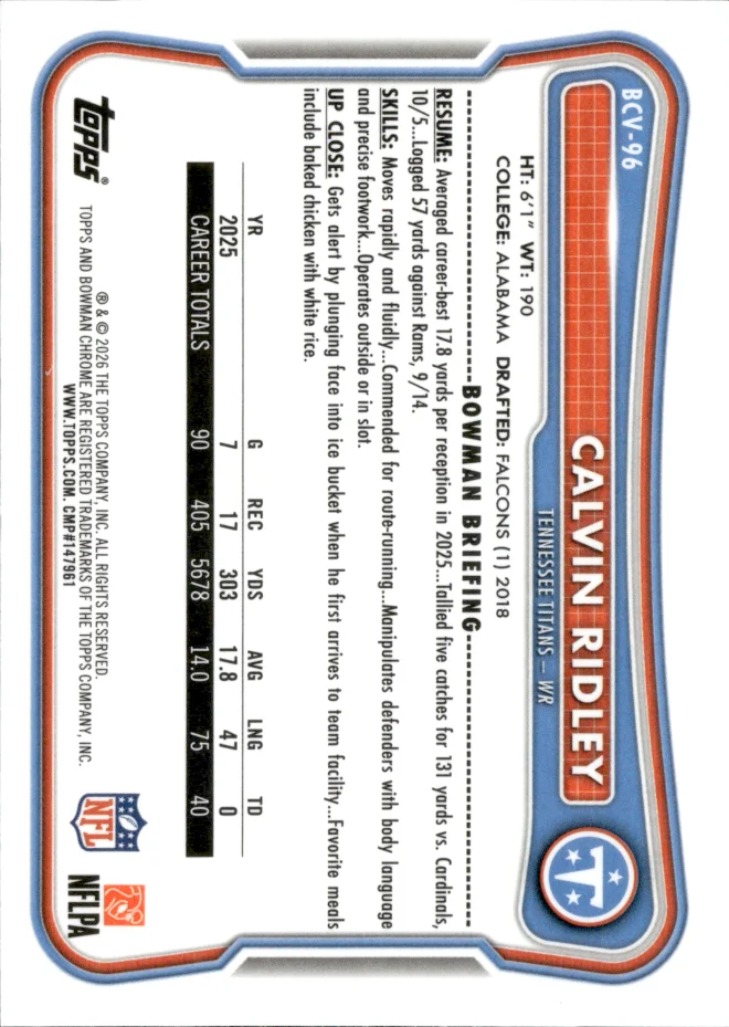Calvin Ridley card back
