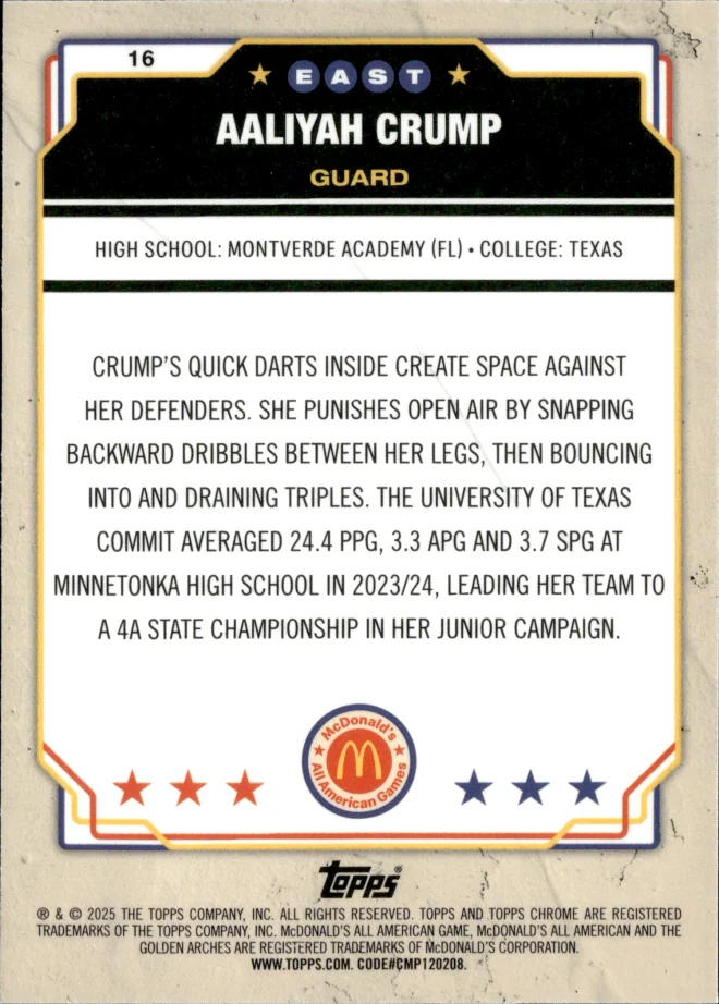 Aaliyah Crump card back