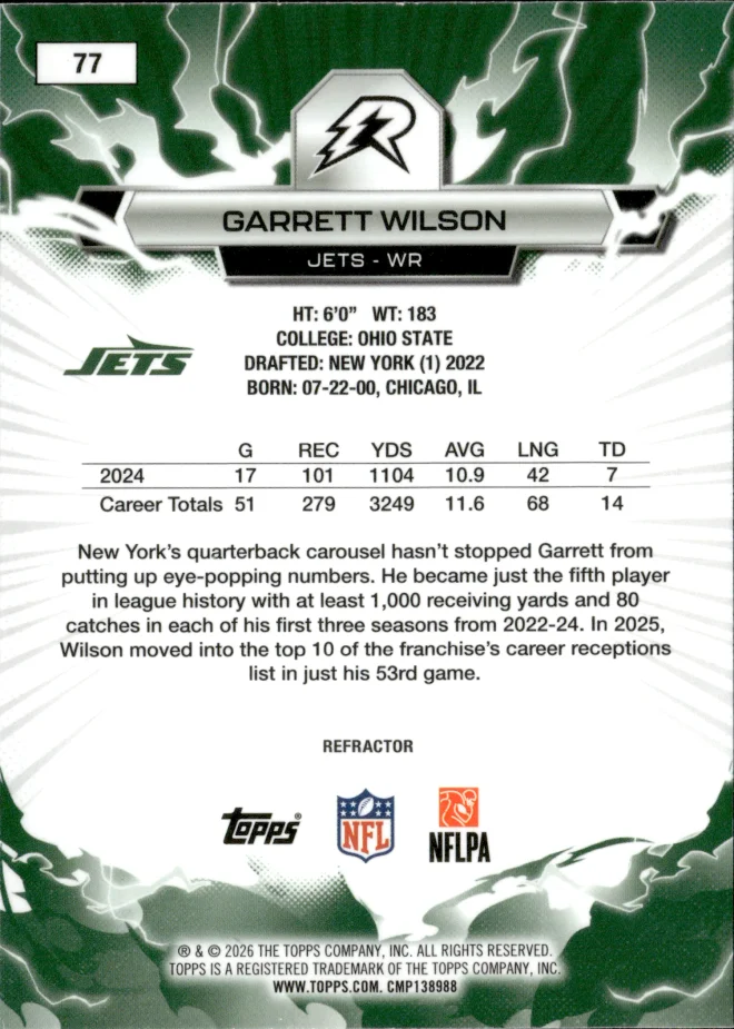 Garrett Wilson card back